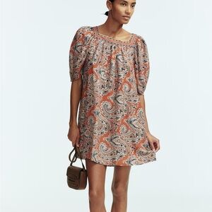 NWT H&M Paisley Linen-Blend Dress- Size M